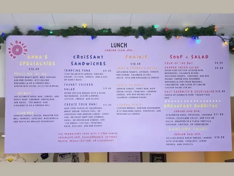 Menu board sign